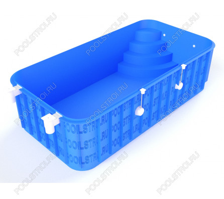 Полипропиленовый бассейн Standart mini. 5х2.5х1.5. угловая r. скиммерный. закругленные. r 500 мм. 5 мм